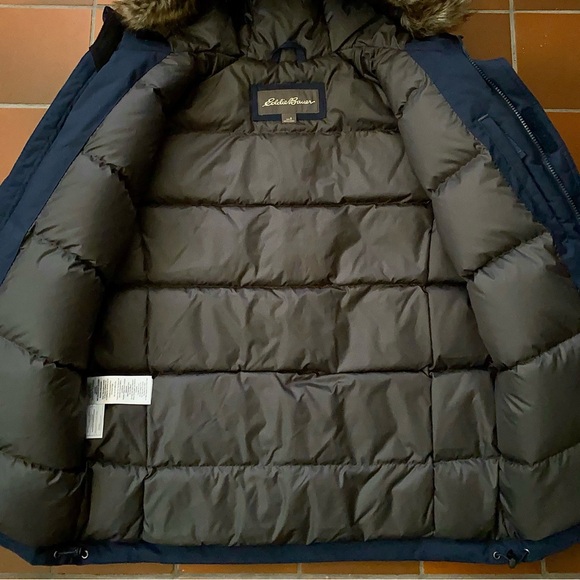 Eddie Bauer Superior Goose Down Blue Hooded Parka Jacket SZ S NWT - Picture 4 of 9